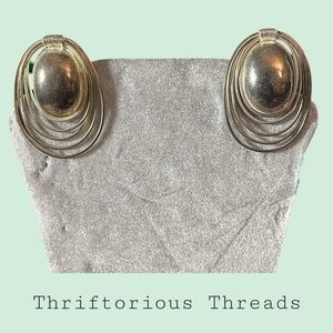 Silver Oval Hoop Clip On Earrings